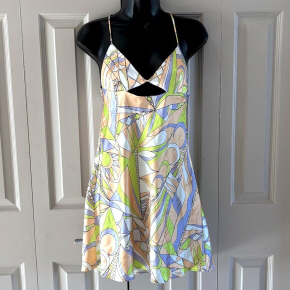 Zara Abstract MOD Print Cut-Out Mini Dress, Fully Lined, Size M - Picture 1 of 11